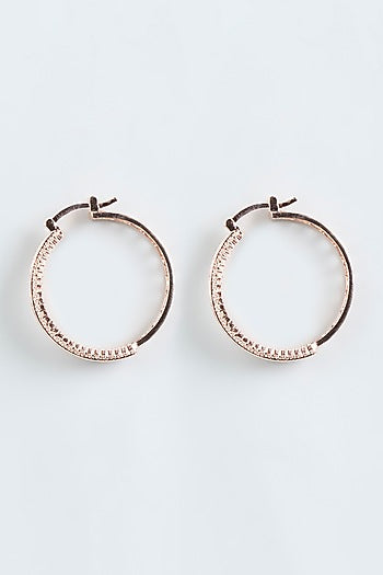Rose Gold Finish Zircon Hoop Earrings