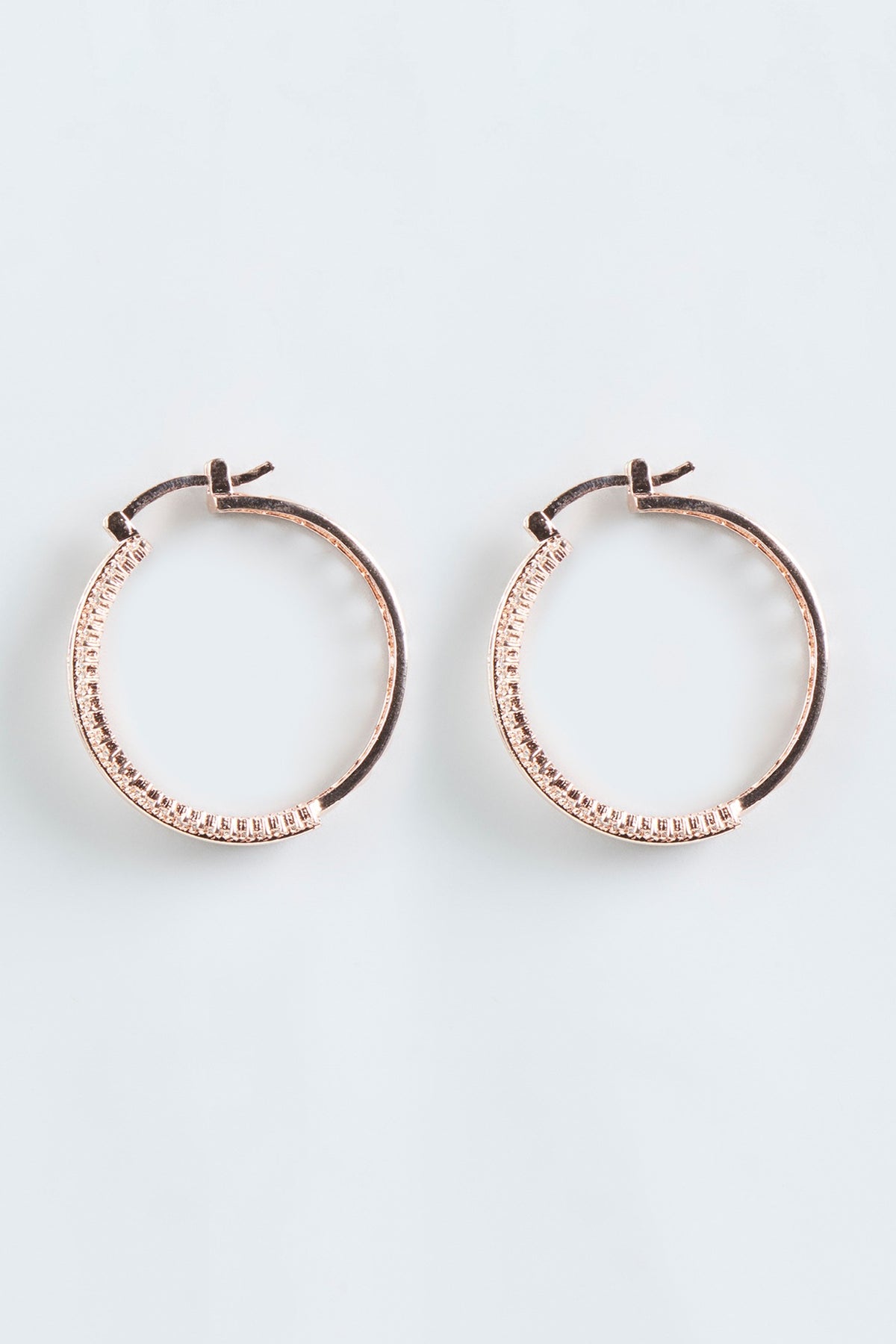Rose Gold Finish Zircon Hoop Earrings