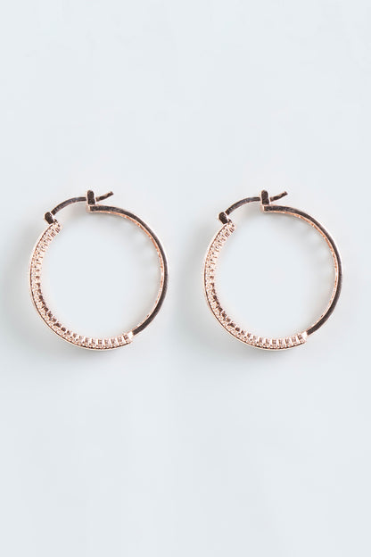 Rose Gold Finish Zircon Hoop Earrings