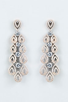 Two Tone Finish Faux Diamond Earrings