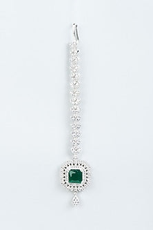 White Finish Emerald & Zircons Maang Tikka