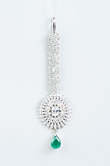 White Finish Emerald & Zircon Maangtikka
