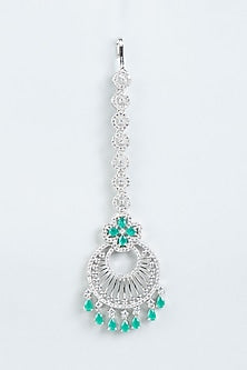 White Finish Emerald & Zircon Maangtikka