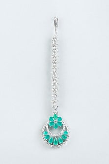 White Finish Emerald & Zircon Maangtikka