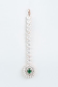 Rose Gold Finish Maang Tikka With Faux Diamonds