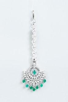 White Finish Zircon Maang Tikka