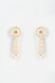 Gold Finish Kundan Polki Dangler Earrings