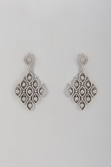 White Finish Zircon Dangler Earrings