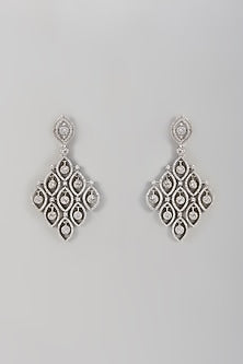 White Finish Zircon Dangler Earrings