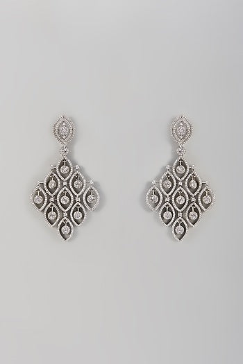 White Finish Zircon Dangler Earrings