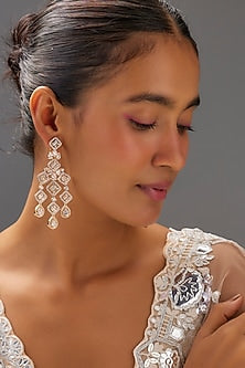 Gold Finish Zircon Dangler Earrings