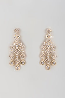 Gold Finish Zircon Dangler Earrings