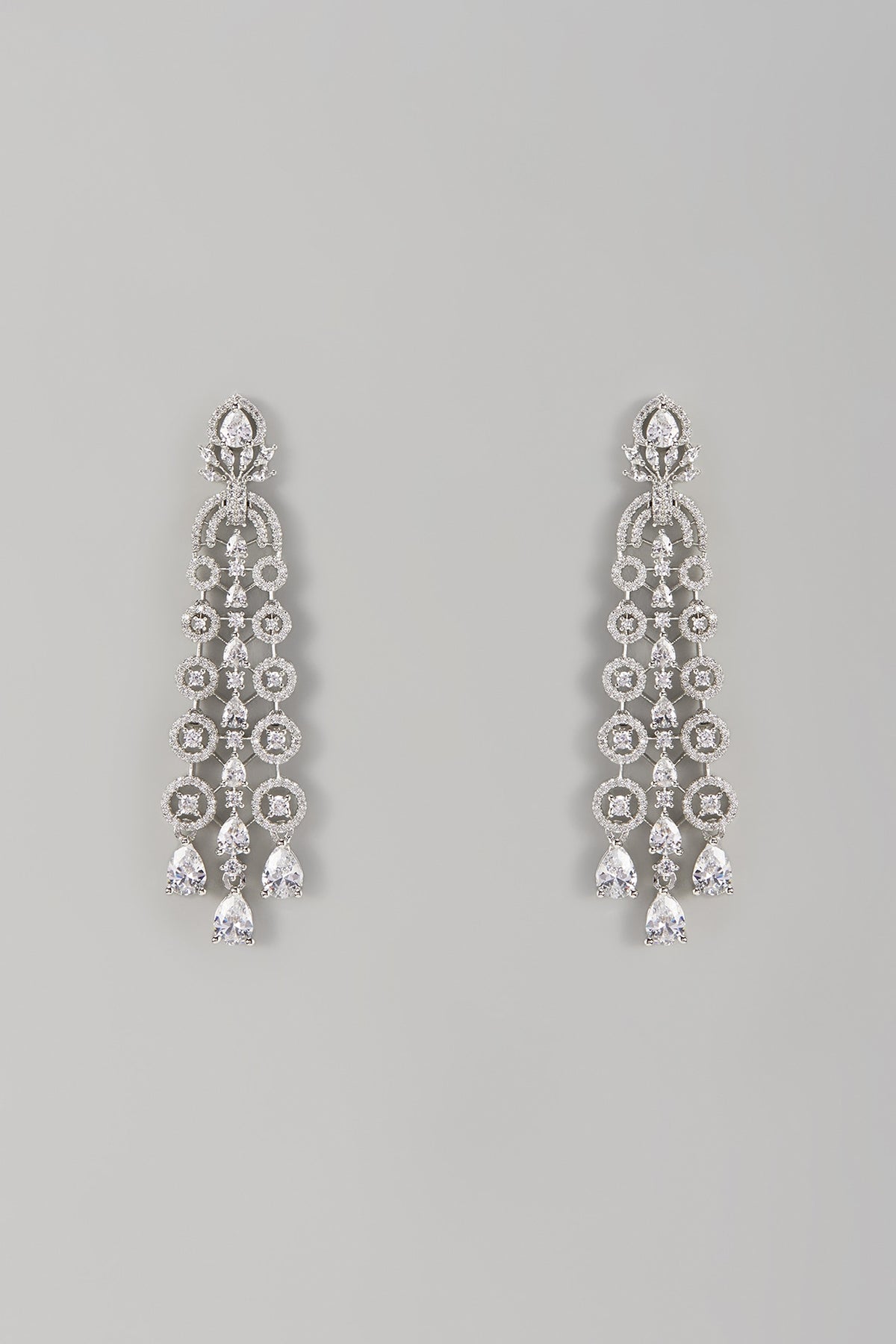 White Finish Zircon Dangler Earrings