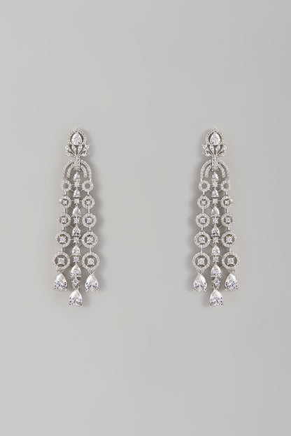 White Finish Zircon Dangler Earrings