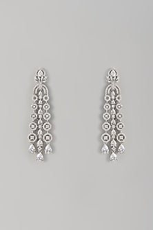 White Finish Zircon Dangler Earrings