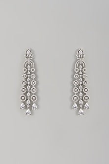 White Finish Zircon Dangler Earrings