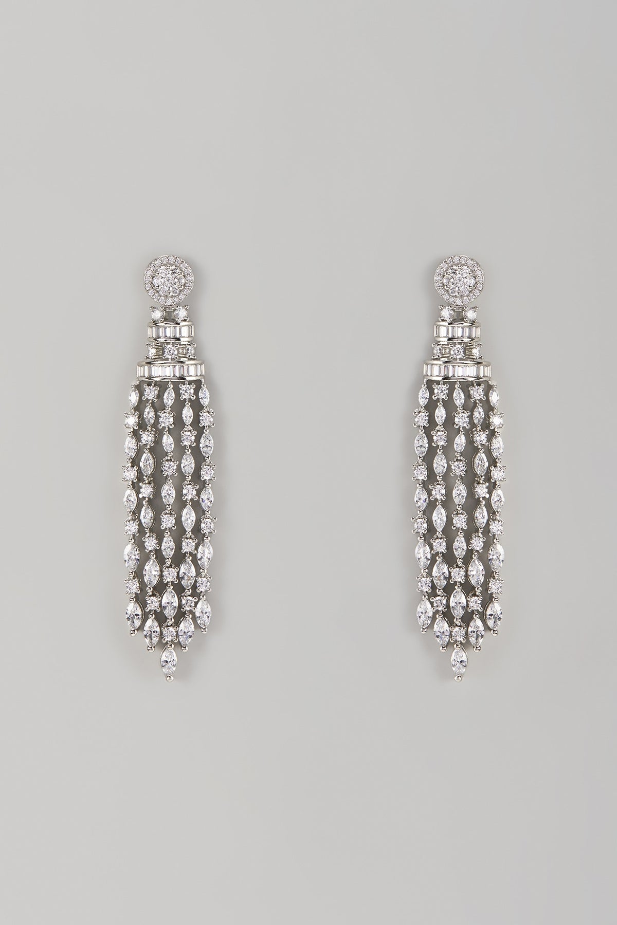 White Finish Zircon Dangler Earrings