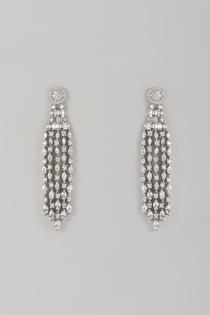 White Finish Zircon Dangler Earrings