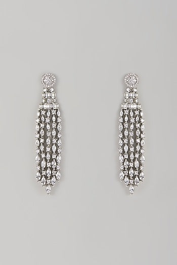 White Finish Zircon Dangler Earrings