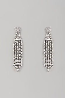 White Finish Zircon Dangler Earrings