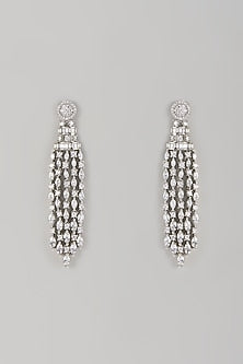 White Finish Zircon Dangler Earrings