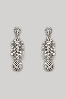 White Finish Zircon Dangler Earrings