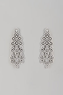 White Finish Zircon Dangler Earrings