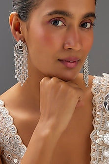 White Finish Zircon Dangler Earrings