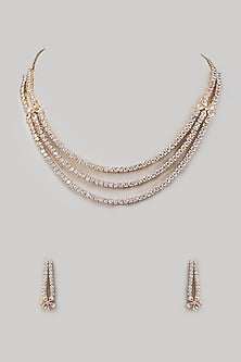 White Finish Zircon Necklace Set