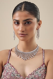 White Finish Zircon Necklace Set