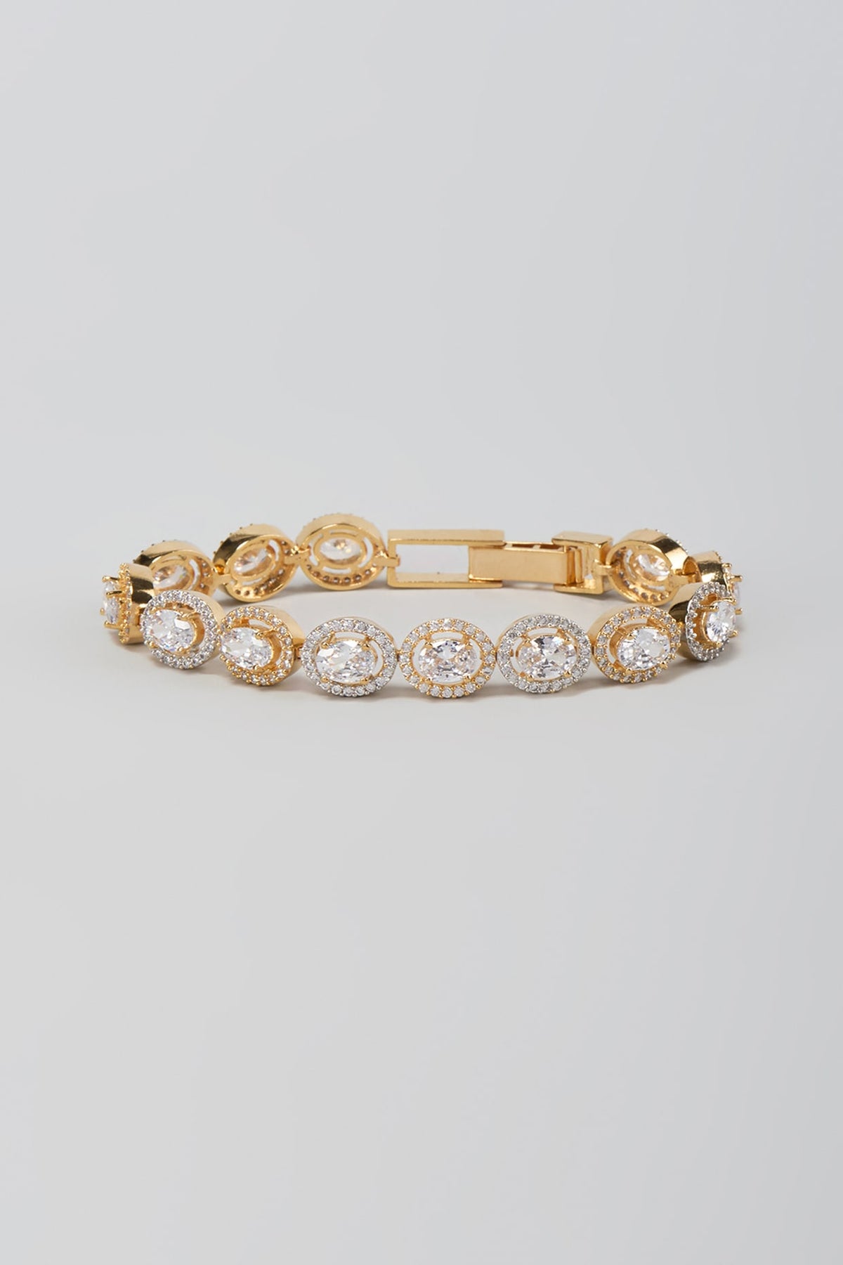 Gold Finish Zircon Openable Bracelet