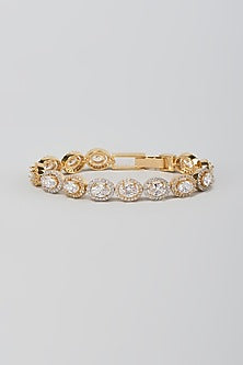 Gold Finish Zircon Openable Bracelet