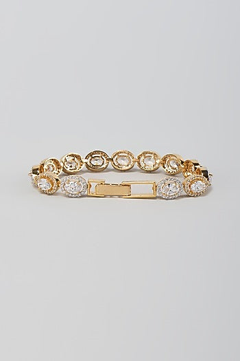Gold Finish Zircon Openable Bracelet
