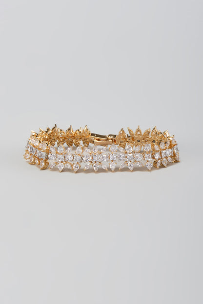 Gold Finish Zircon Openable Bracelet