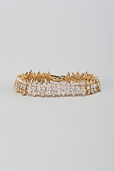 Gold Finish Zircon Openable Bracelet