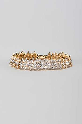 Gold Finish Zircon Openable Bracelet