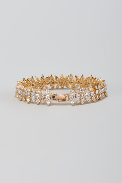 Gold Finish Zircon Openable Bracelet
