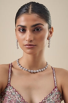 White Finish Zircon Necklace Set