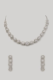 White Finish Zircon Necklace Set