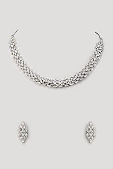 White Finish Zircon Necklace Set
