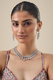White Finish Zircon Necklace Set