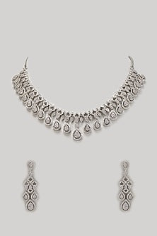 White Finish Zircon Necklace Set