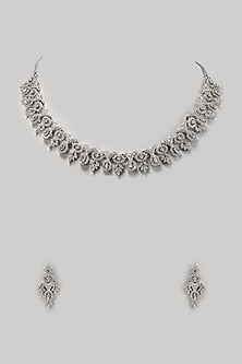 White Finish Zircon Necklace Set