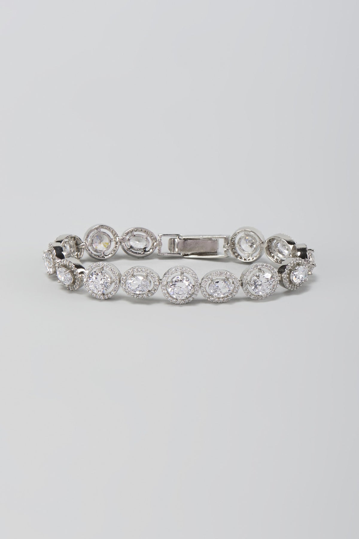 White Finish Faux Diamond Openable Bracelet