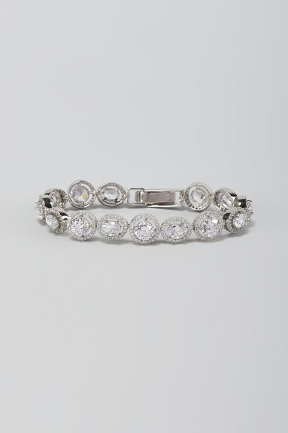 White Finish Faux Diamond Openable Bracelet