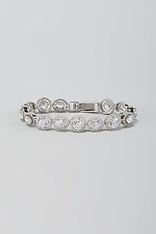 White Finish Faux Diamond Openable Bracelet