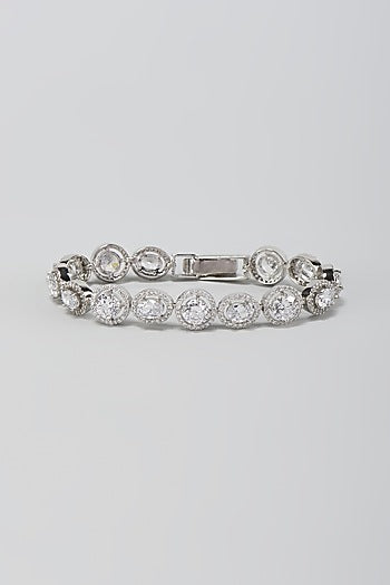 White Finish Faux Diamond Openable Bracelet