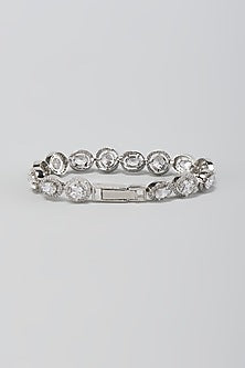 White Finish Faux Diamond Openable Bracelet
