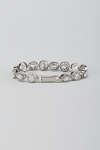 White Finish Faux Diamond Openable Bracelet