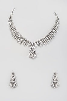 White Finish Zircon Necklace Set